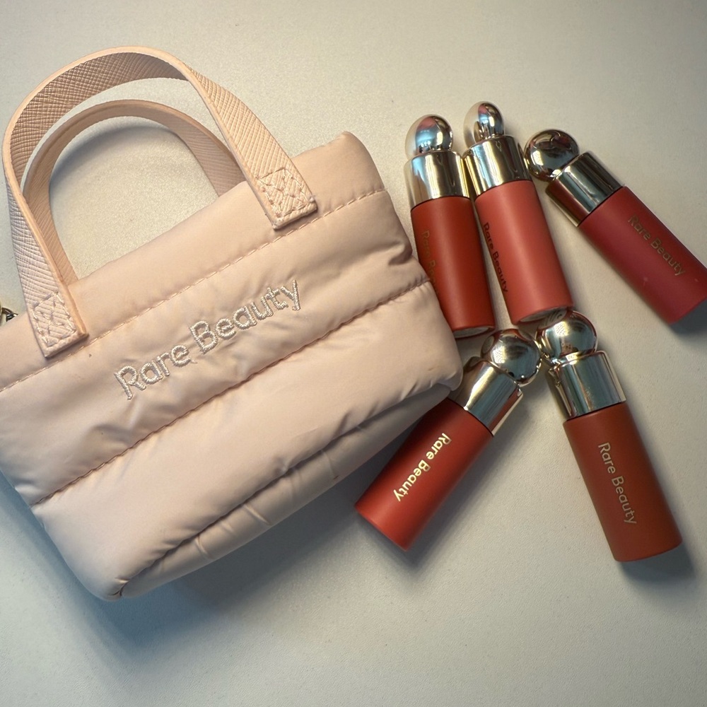 Rare Beauty Blush Pink Bag with Lip Collection